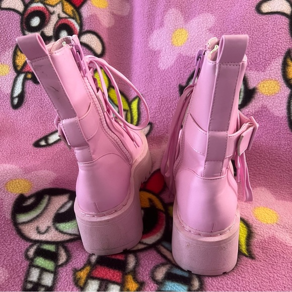 Current Mood pink combat boots - Picture 5 of 8